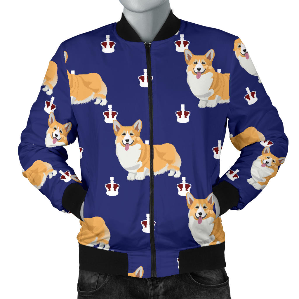 Pembroke Welsh Corgis Pattern Print Design A07 Men Bomber Jacket