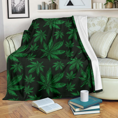 Pot Leaf Pattern Print Design A04 Premium Blanket