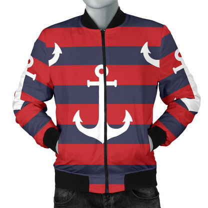 Nautical Pattern Print Design A05 Men Bomber Jacket