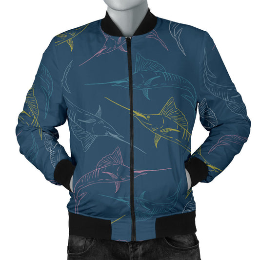 Swordfish Pattern Print Design 02 Men Bomber Jacket