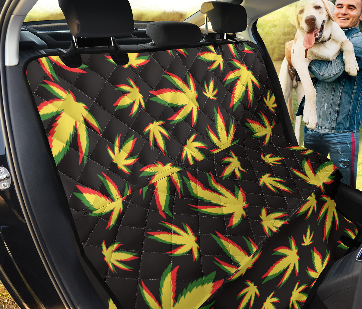 Pot Leaf Pattern Print Design A02 Rear Dog Car Seat Cover Hammock