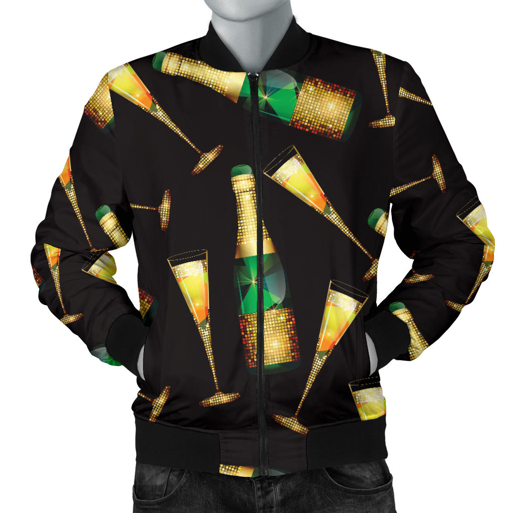 Champagne Pattern Print Design 02 Men Bomber Jacket