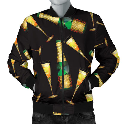Champagne Pattern Print Design 02 Men Bomber Jacket