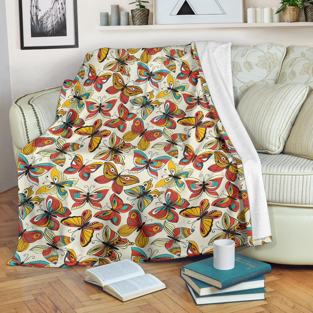 Butterfly Pattern Print Design 02 Premium Blanket