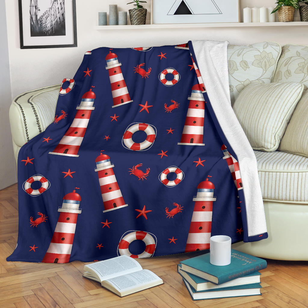 Nautical Pattern Print Design A03 Premium Blanket