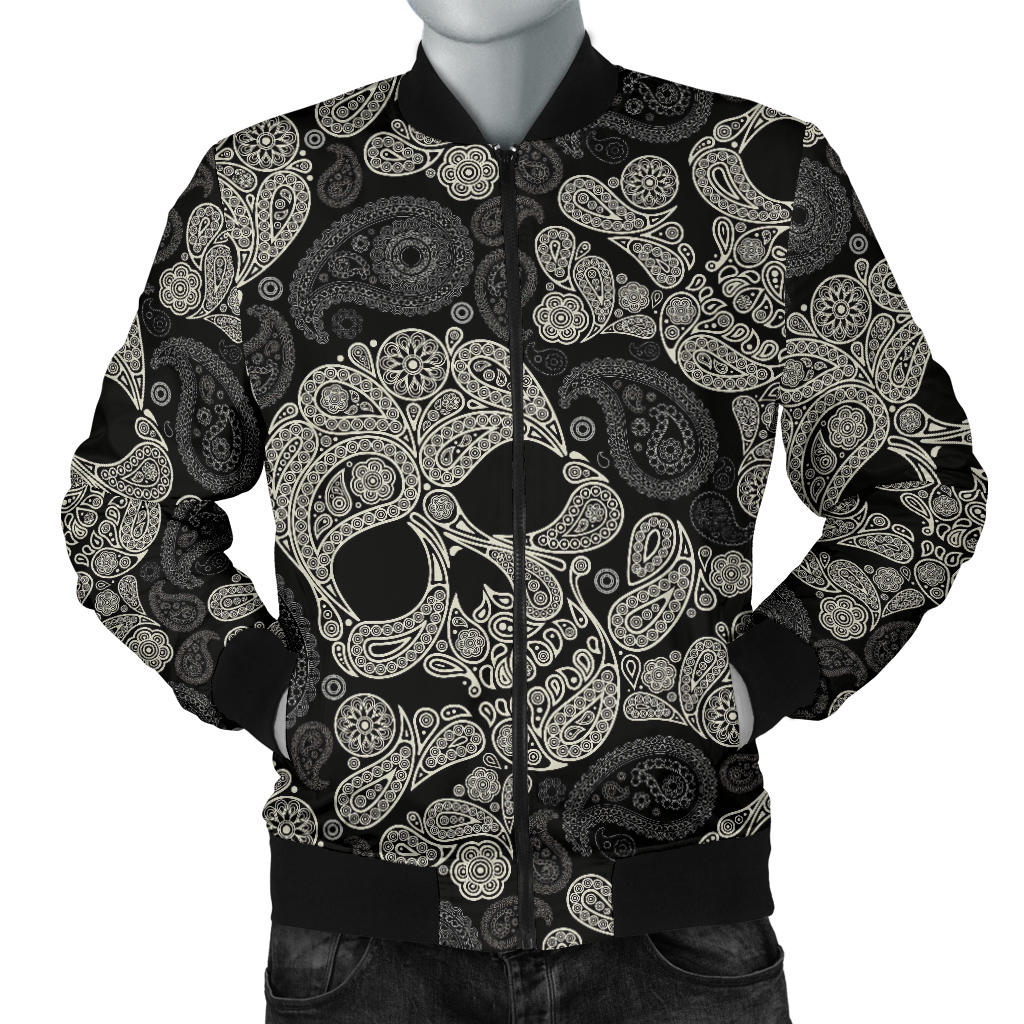 Paisley Skull Pattern Print Design A01 Men Bomber Jacket