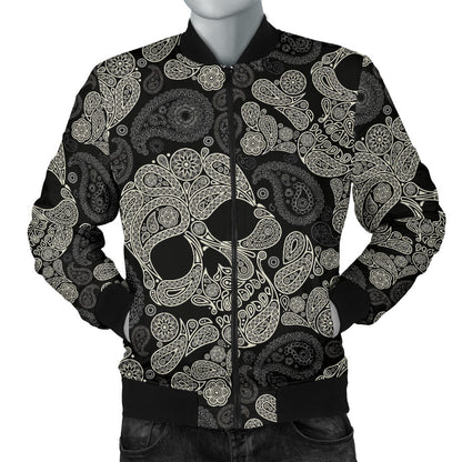 Paisley Skull Pattern Print Design A01 Men Bomber Jacket