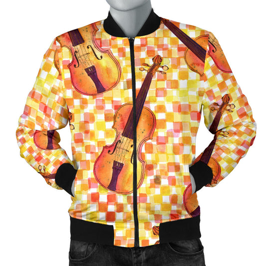 Violin Pattern Print Design 03 Men Bomber Jacket