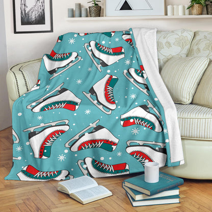 Ice Skate Pattern Print Design 03 Premium Blanket