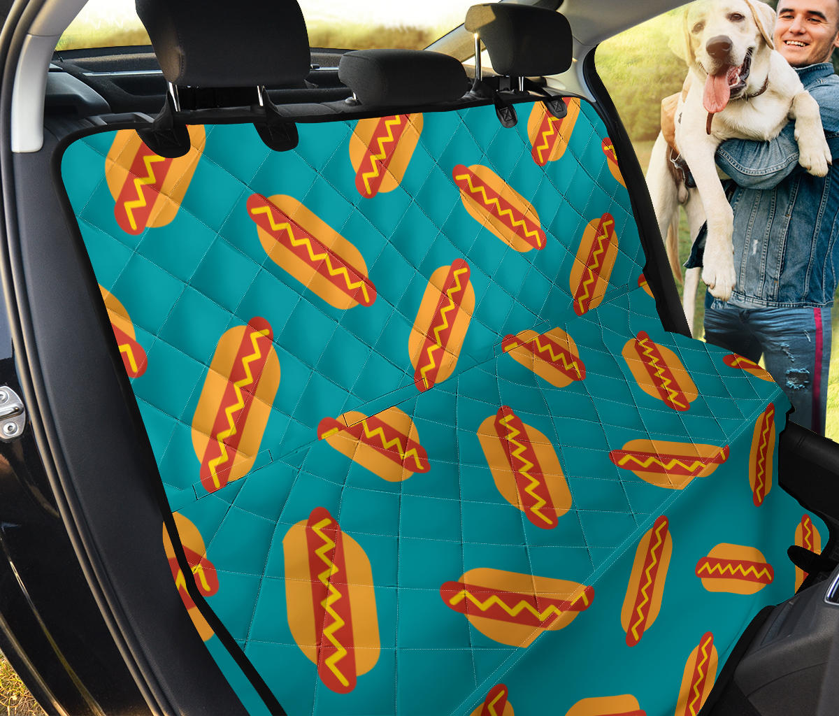 Hot Dog Pattern Print Design 03 Rear Dog Car Seat Cover Hammock