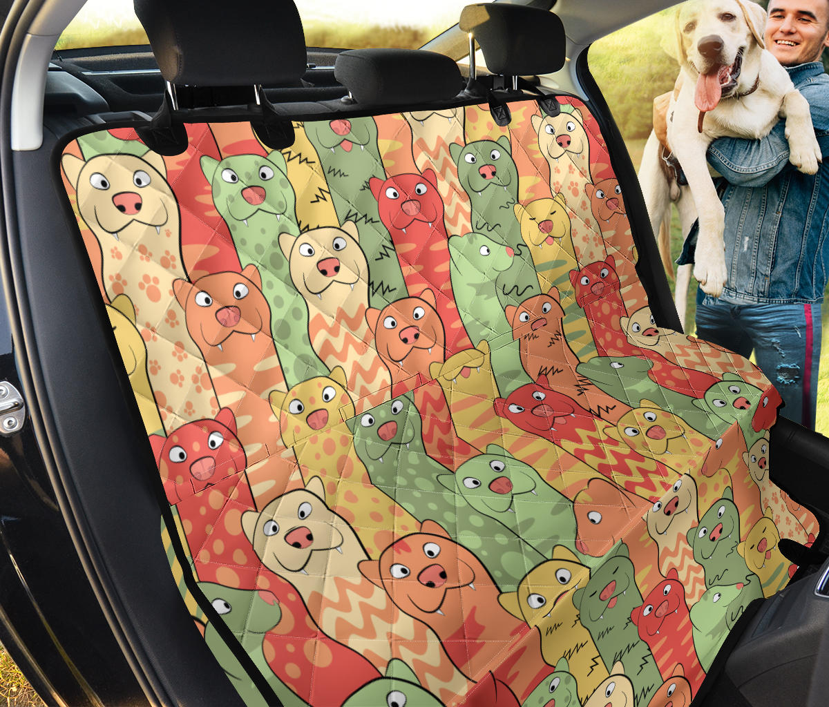 Ferret Pattern Print Design 01 Rear Dog Car Seat Cover Hammock