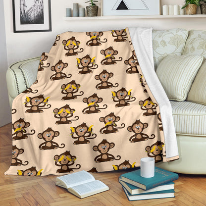 Monkey Pattern Print Design 03 Premium Blanket