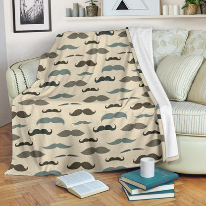 Mustache Pattern Print Design A01 Premium Blanket