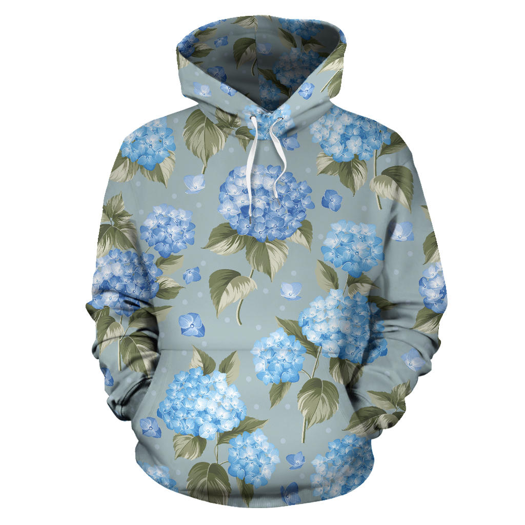 Hydrangea Pattern Print Design 01 Pullover Hoodie