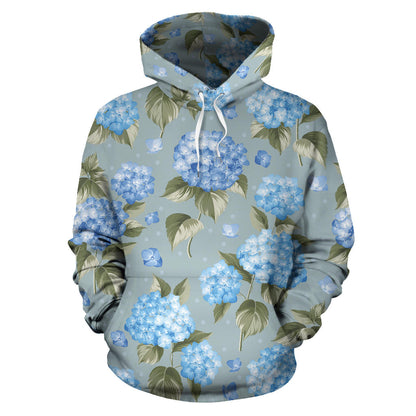 Hydrangea Pattern Print Design 01 Pullover Hoodie