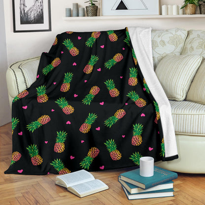 Neon Pineapple Pattern Print Design A04 Premium Blanket