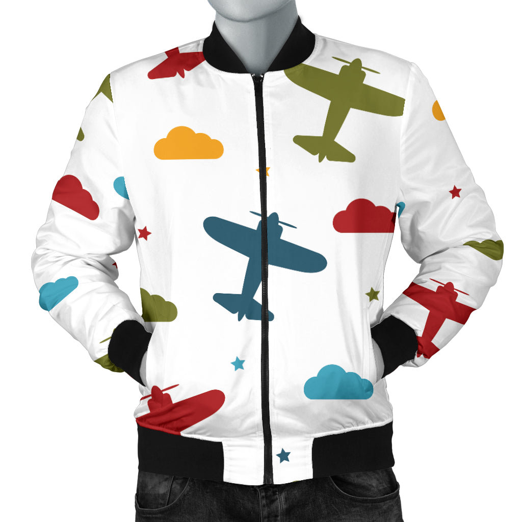 Airplane Pattern Print Design 06 Men Bomber Jacket