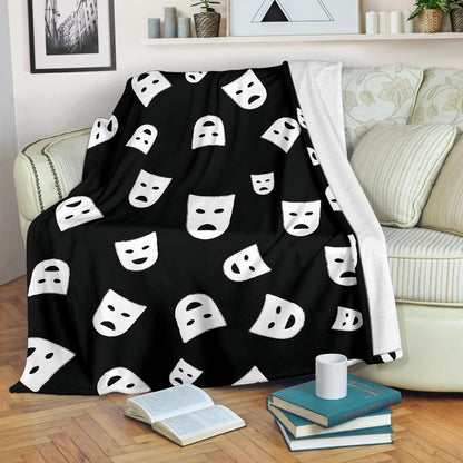 Acting Mask Pattern Print Design 03 Premium Blanket