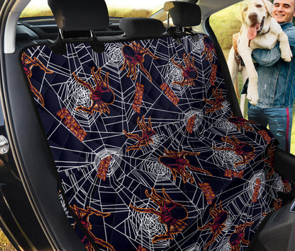 Tarantula Spiderwebs Pattern Print Design 01 Rear Dog Car Seat Cover Hammock