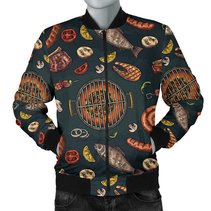Barbecue Pattern Print Design 02 Men Bomber Jacket
