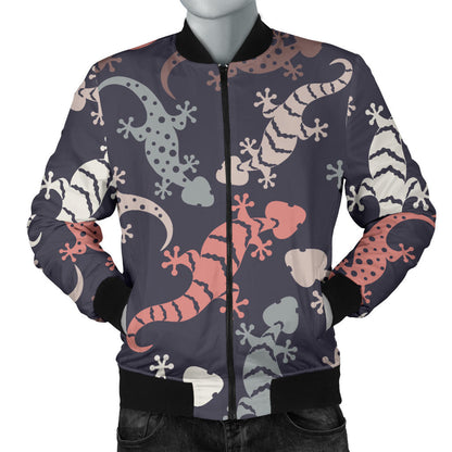 Gecko Pattern Print Design 02 Men Bomber Jacket