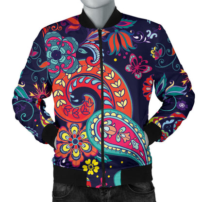 Paisley Boho Pattern Print Design A06 Men Bomber Jacket