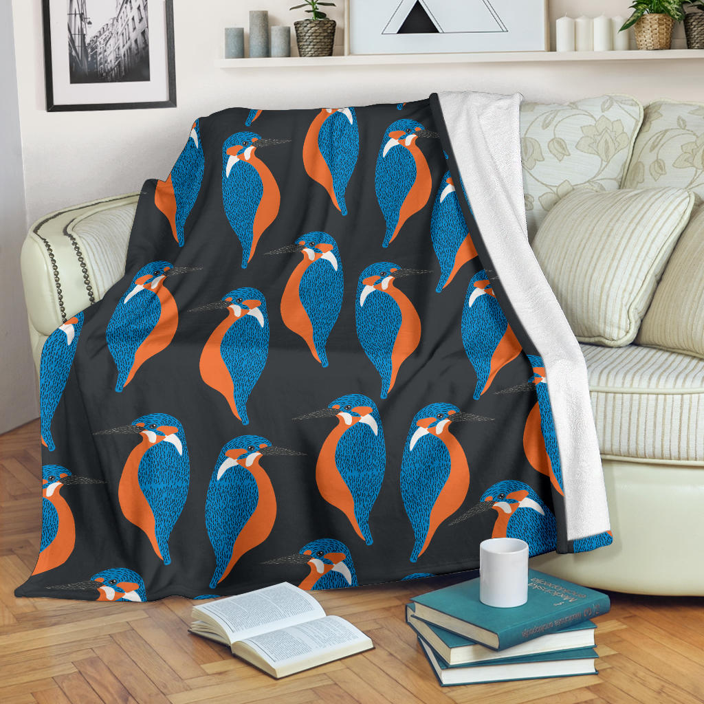 Kingfisher Pattern Print Design 03 Premium Blanket