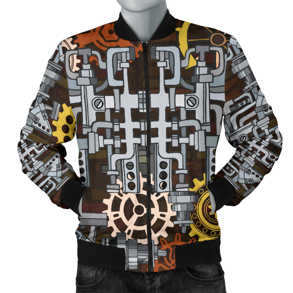 Mechanic Pattern Print Design 04 Men Bomber Jacket