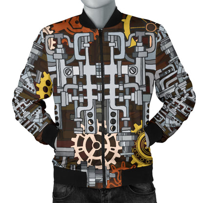 Mechanic Pattern Print Design 04 Men Bomber Jacket