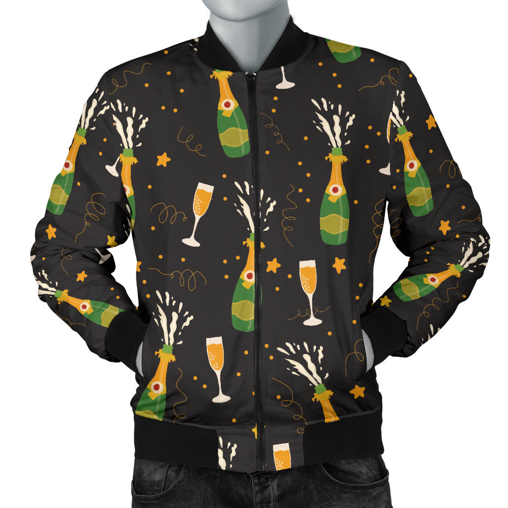 Champagne Pattern Print Design 04 Men Bomber Jacket