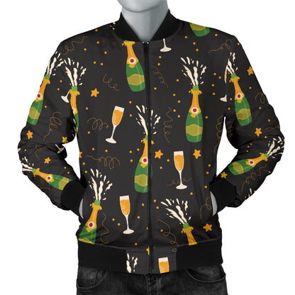 Champagne Pattern Print Design 04 Men Bomber Jacket