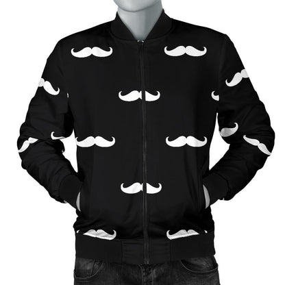 Mustache Pattern Print Design A04 Men Bomber Jacket