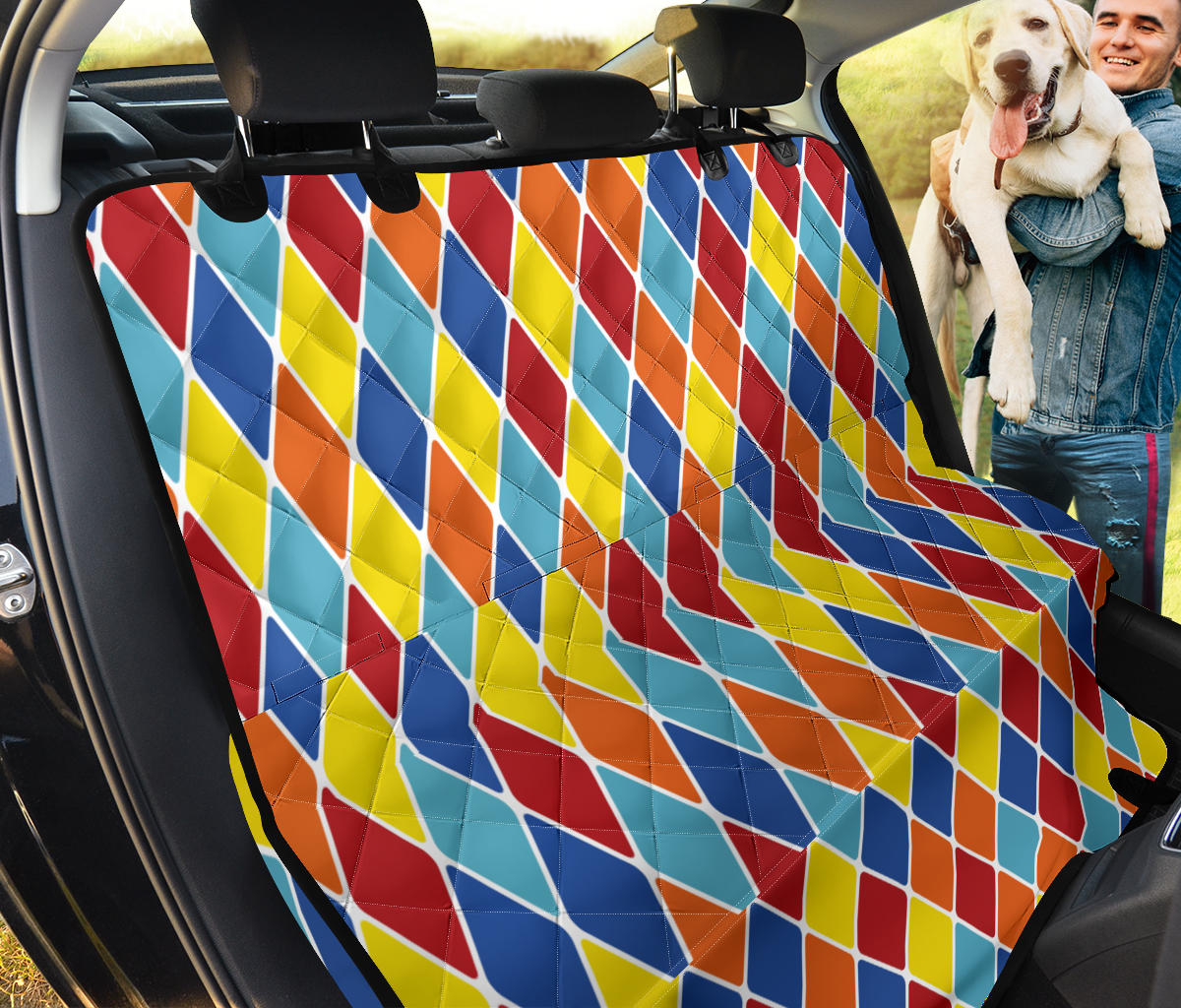 Harlequin Pattern Print Design 01 Rear Dog Car Seat Cover Hammock