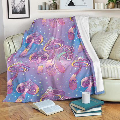 Psychedelic Mushroom Pattern Print Design A01 Premium Blanket