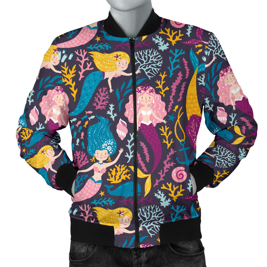 Mermaid Pattern Print Design 08 Men Bomber Jacket