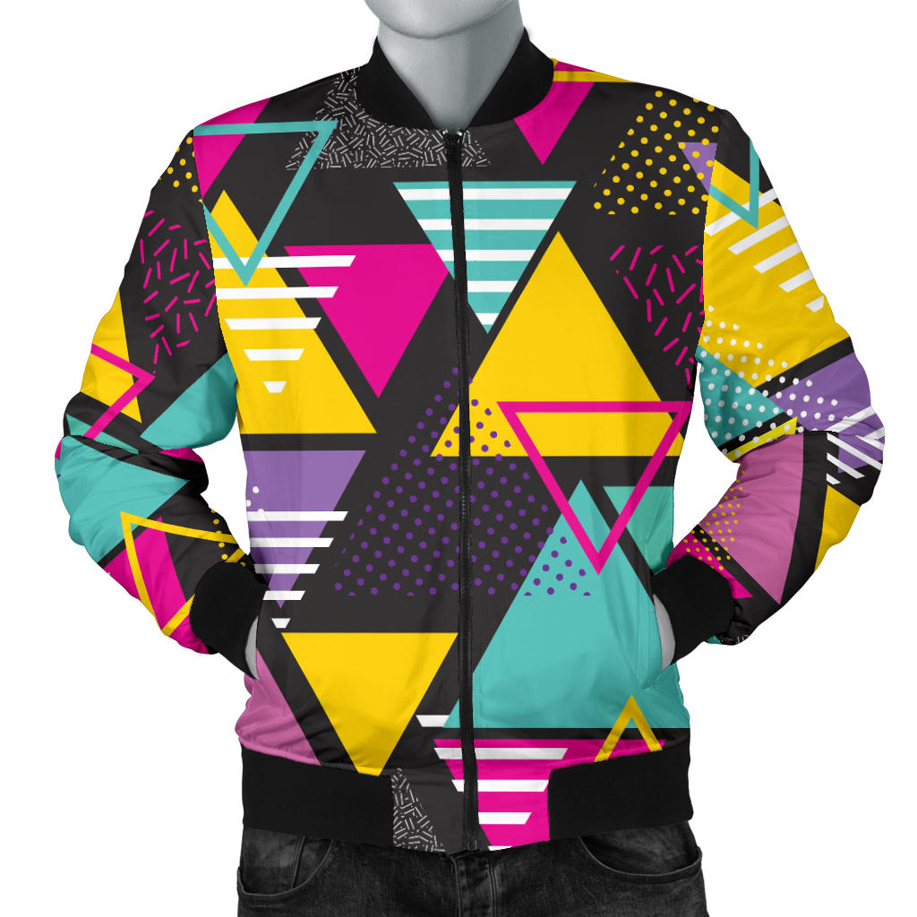 Geometric Colorful Pattern Print Design 02 Men Bomber Jacket
