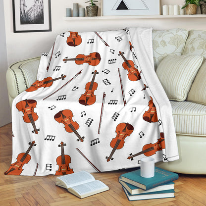 Violin Pattern Print Design 02 Premium Blanket