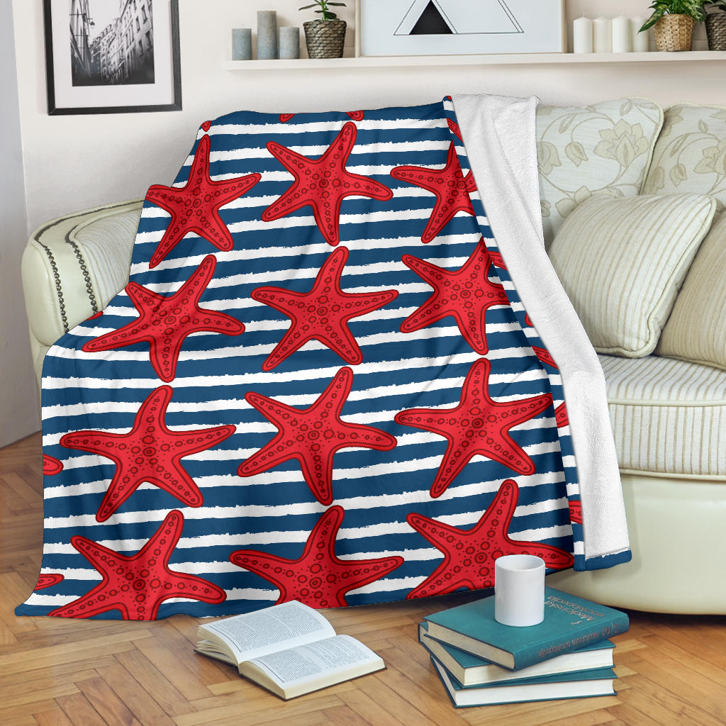 Starfish Red Pattern Print Design 02 Premium Blanket