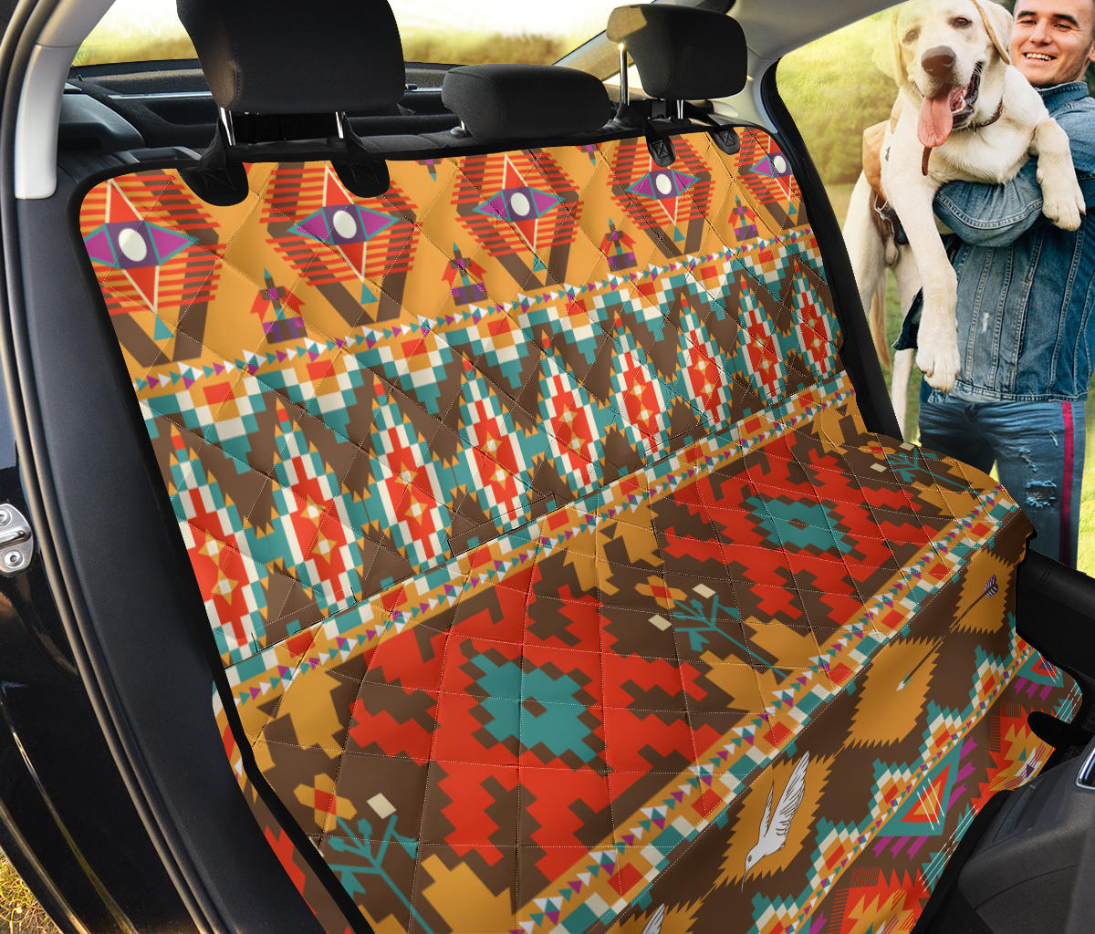 Native Pattern Print Design A01 Rear Dog Car Seat Cover Hammock