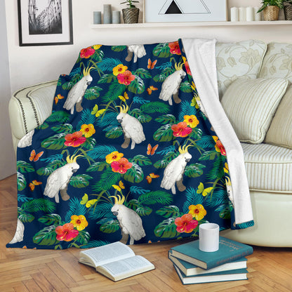 Cockatoo Tropical Pattern Print Design 02 Premium Blanket