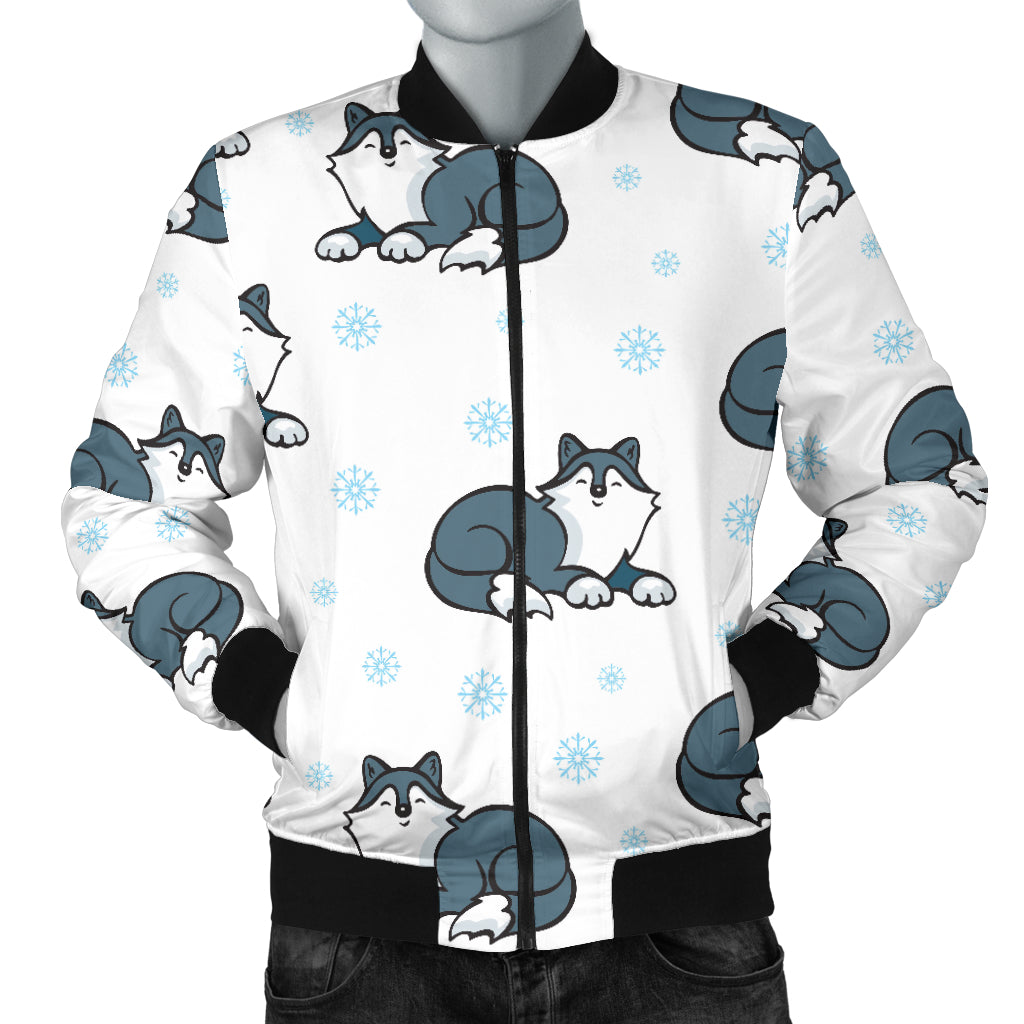 Alaskan Malamute Pattern Print Design 03 Men Bomber Jacket