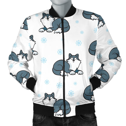 Alaskan Malamute Pattern Print Design 03 Men Bomber Jacket