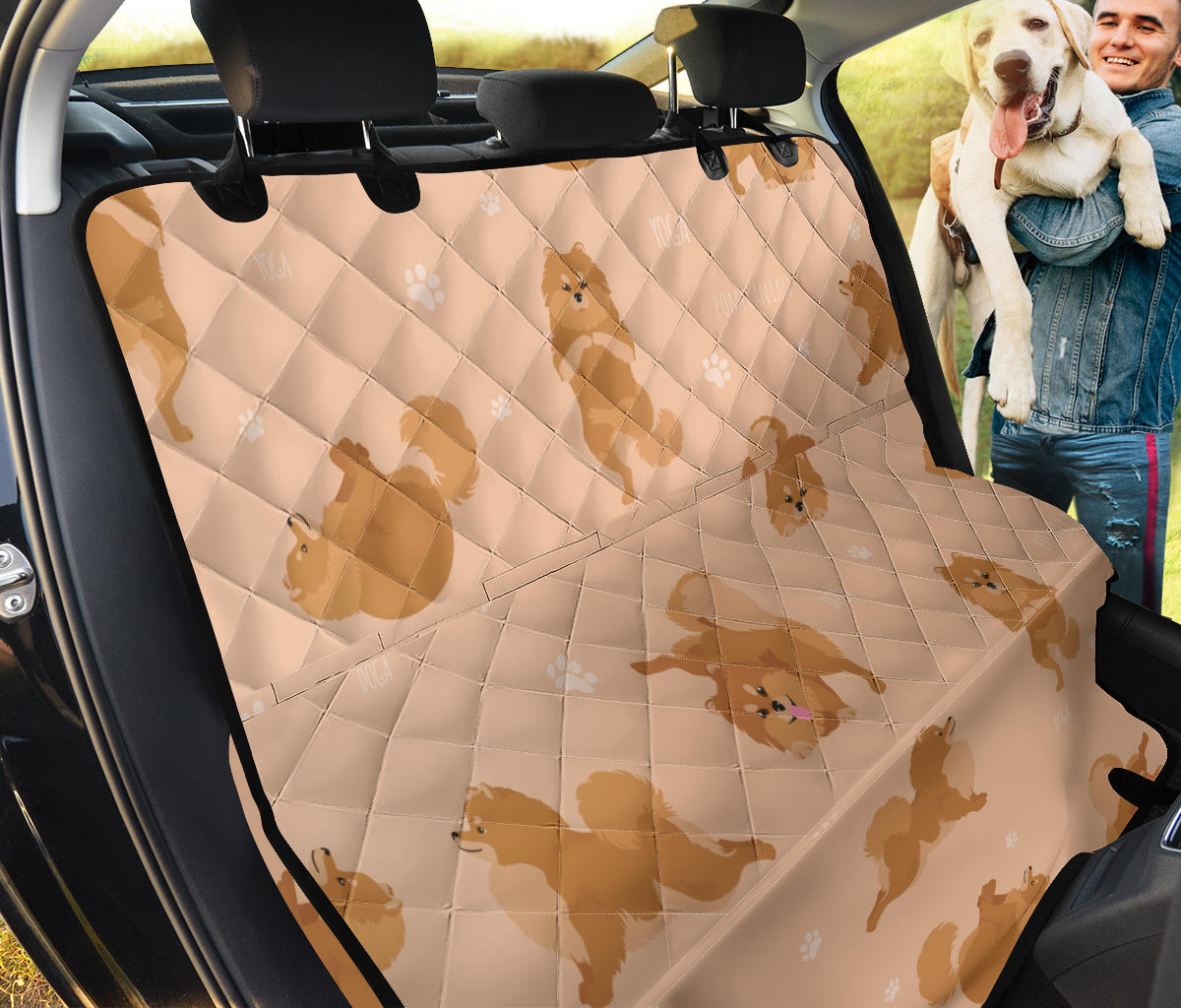 Pomeranians Pattern Print Design A06 Rear Dog Car Seat Cover Hammock