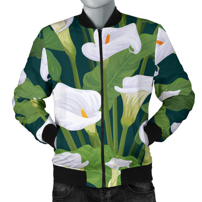 Lily Pattern Print Design 04 Men Bomber Jacket