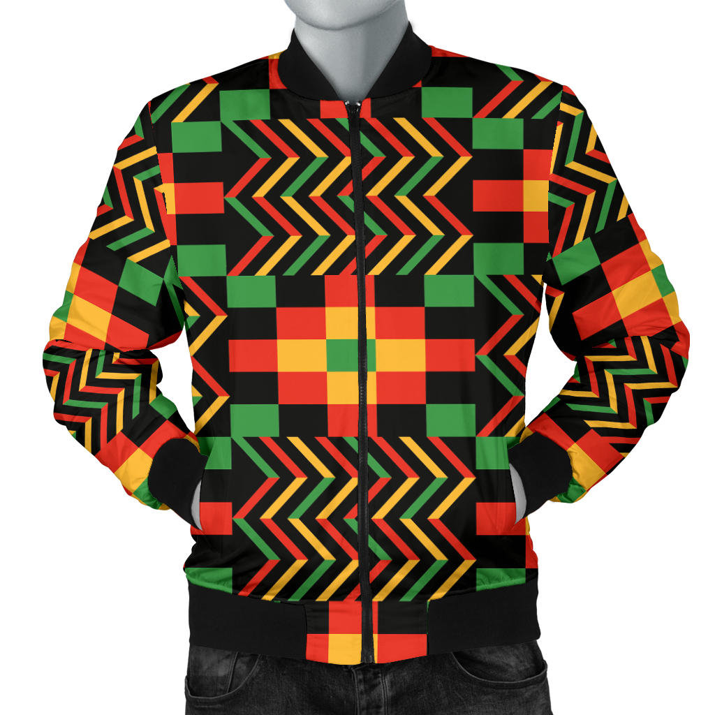 Kente Pattern Print Design 01 Men Bomber Jacket
