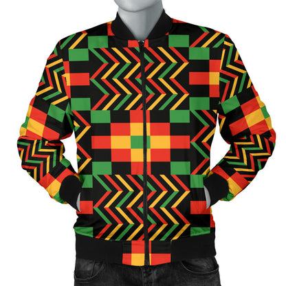 Kente Pattern Print Design 01 Men Bomber Jacket