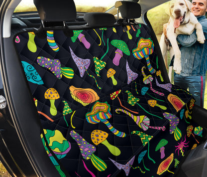 Psychedelic Mushroom Pattern Print Design A02 Rear Dog Car Seat Cover Hammock