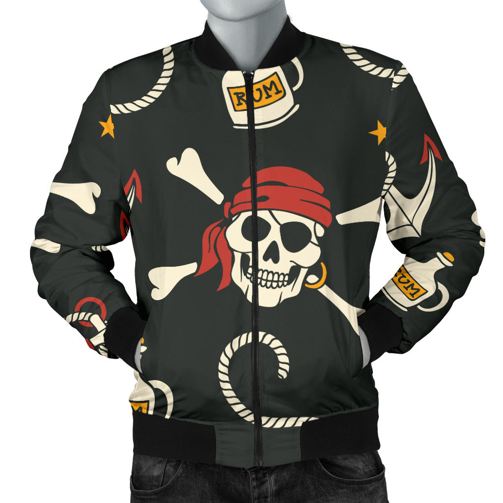 Pirate Pattern Print Design A02 Men Bomber Jacket