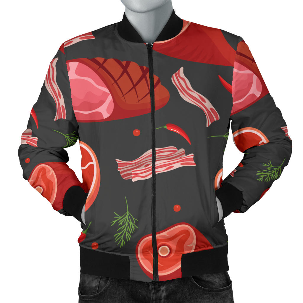 Meat Pattern Print Design 03 Men Bomber Jacket