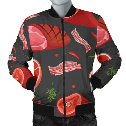 Meat Pattern Print Design 03 Men Bomber Jacket